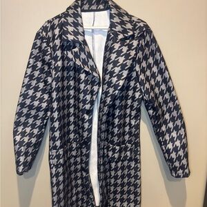 Manfinity Black and White Houndstooth Trench Coat